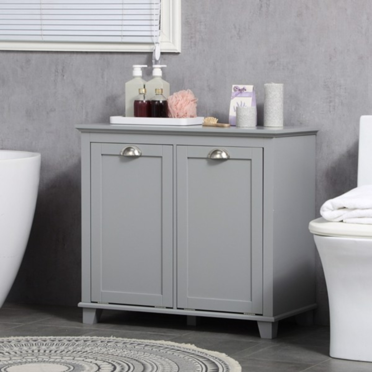 Grey TiltOut Laundry Sorter Stylish Bathroom Storage
