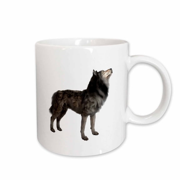 3drose, Grey Timber Wolf Standing in Left Profile, 15oz Mug