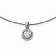 thumbnail image 1 of Grey Titanium Charm Pendant Necklace With Cubic Zirconia CZ 17 In, 1 of 3