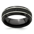 thumbnail image 1 of Grey Titanium Ring Band Black Concrete Step Down Closed Back Standard, 1 of 2