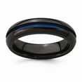 thumbnail image 1 of Grey Titanium Ring Band Blue Rounded Closed Back Comfort Grooved, 1 of 2