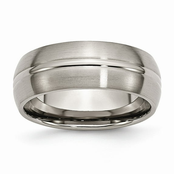 Grey Titanium Ring Band Love Knots Wedding Grooved 8mm Brushed and Polished