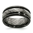 thumbnail image 1 of Grey Titanium Ring Band Ridged Men's Closed Back Standard, 1 of 2
