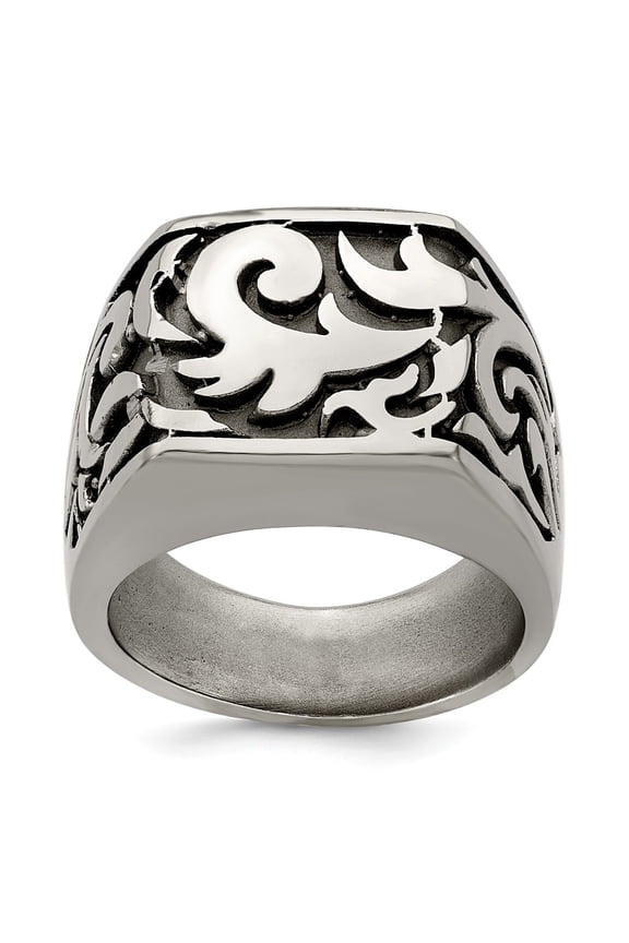 Grey Titanium Ring Band Signet Edward Mirell Casted Design