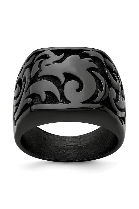 Grey Titanium Ring Band Signet Men's Edward Mirell Black Ti Casted Design