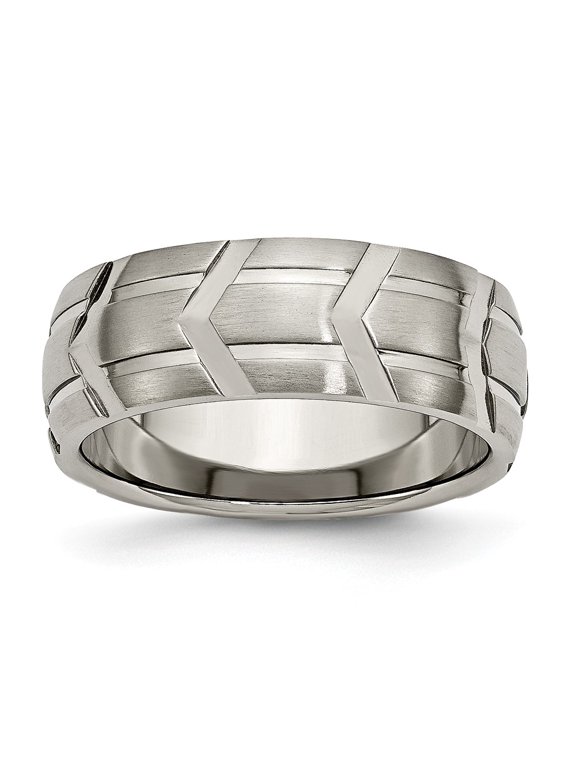 Grey Titanium Ring Band Wedding 8mm Brushed and Polished