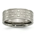 thumbnail image 1 of Grey Titanium Ring Band Wedding 8mm Satin and Polished Checkered, 1 of 6