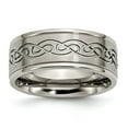 thumbnail image 1 of Grey Titanium Ring Band Wedding 9mm Scroll Design Brushed and Polished, 1 of 6
