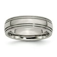 thumbnail image 1 of Grey Titanium Ring Band Wedding Beaded Standard Grooved, 1 of 6