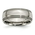 thumbnail image 1 of Grey Titanium Ring Band Wedding Beaded Standard Grooved, 1 of 6