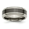 thumbnail image 1 of Grey Titanium Ring Band Wedding Black Comfort Base with Brushed Ceramic center Beveled 8mm, 1 of 6