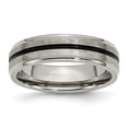 thumbnail image 1 of Grey Titanium Ring Band Wedding Black Enamel 6mm Satin and Polished, 1 of 6