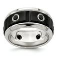 thumbnail image 1 of Grey Titanium Ring Band Wedding Black Spinel Round, 1 of 6