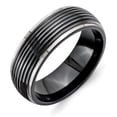 thumbnail image 1 of Grey Titanium Ring Band Wedding Black Ti Grooved Two-tone 8mm, 1 of 2