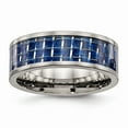 thumbnail image 1 of Grey Titanium Ring Band Wedding Blue Carbon Fiber Comfort, 1 of 6