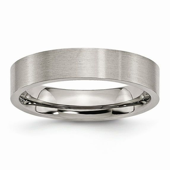 Grey Titanium Ring Band Wedding Comfort Flat 5mm Brushed