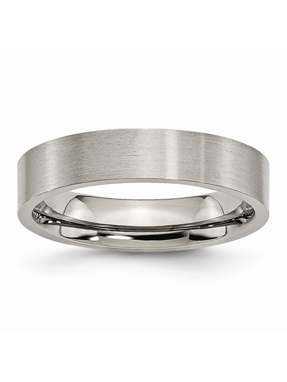 Grey Titanium Ring Band Wedding Comfort Flat 5mm Brushed