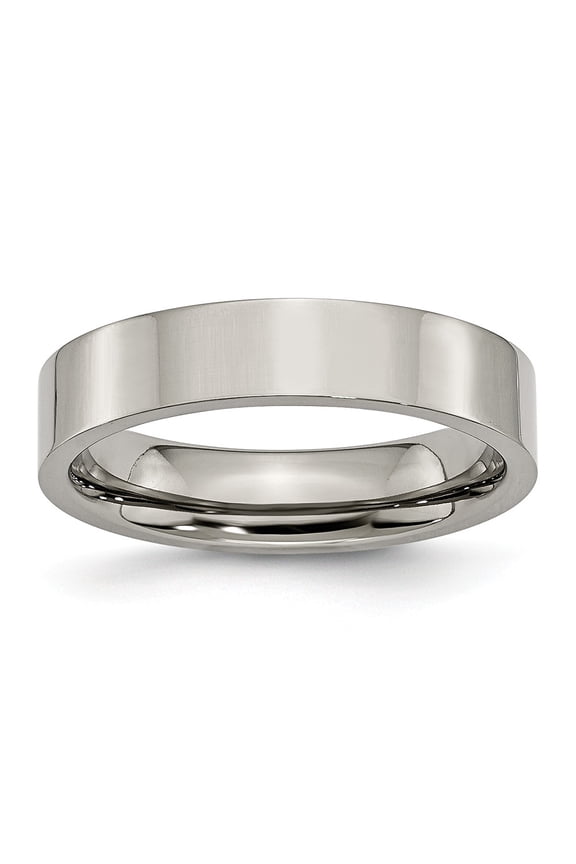 Grey Titanium Ring Band Wedding Comfort Flat 5mm Polished