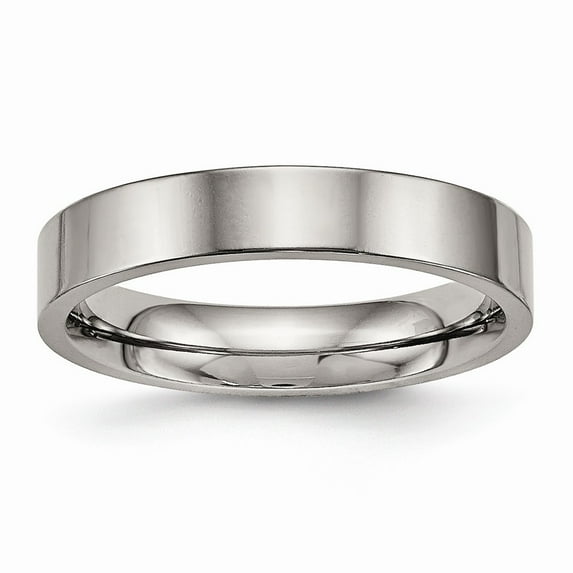 Grey Titanium Ring Band Wedding Comfort Polished Flat Back