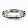 thumbnail image 1 of Grey Titanium Ring Band Wedding Comfort Polished Grooved Back, 1 of 6