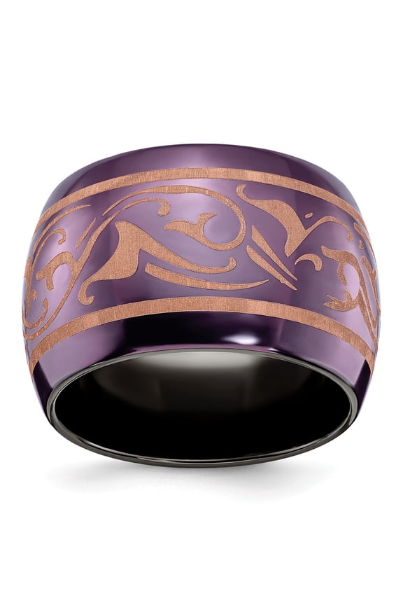 Grey Titanium Ring Band Wedding Copper Tone Standard Domed