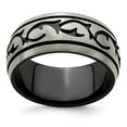 thumbnail image 1 of Grey Titanium Ring Band Wedding Edward Mirell Black Ti & Brushed 10mm, 1 of 7