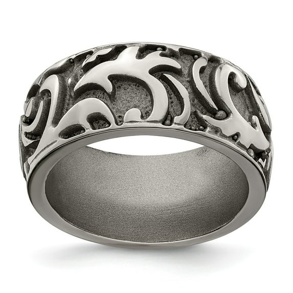 Grey Titanium Ring Band Wedding Edward Mirell Casted 11mm