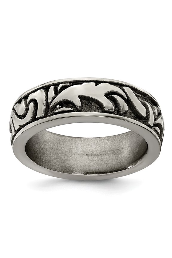 Grey Titanium Ring Band Wedding Edward Mirell Casted Design 7mm