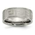 thumbnail image 1 of Grey Titanium Ring Band Wedding Greek Key 8mm Satin & Polished, 1 of 6