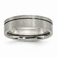 thumbnail image 1 of Grey Titanium Ring Band Wedding Grooved 6mm Brushed, 1 of 6