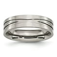 thumbnail image 1 of Grey Titanium Ring Band Wedding Grooved 6mm Polished, 1 of 7