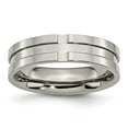thumbnail image 1 of Grey Titanium Ring Band Wedding Grooved 6mm Polished, 1 of 7