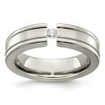 thumbnail image 1 of Grey Titanium Ring Band Wedding Grooved Diamond Round, 1 of 7