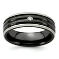 thumbnail image 1 of Grey Titanium Ring Band Wedding Grooved Diamond Round, 1 of 7