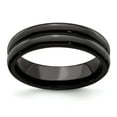 thumbnail image 1 of Grey Titanium Ring Band Wedding Grooved Edward Mirell Black Ti with Grooves 6mm, 1 of 6