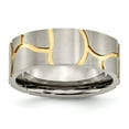 thumbnail image 1 of Grey Titanium Ring Band Wedding Grooved Yellow IP-plated Mens 8mm Brushed, 1 of 6
