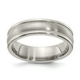 thumbnail image 1 of Grey Titanium Ring Band Wedding Milgrain Standard Edward Mirell Brushed & Polished 6.5mm, 1 of 4