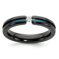 thumbnail image 1 of Grey Titanium Ring Band Wedding Multi-colored Grooved Sapphire (Colors) Round White, 1 of 7