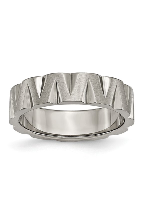 Grey Titanium Ring Band Wedding Notched 6mm Satin & Polished