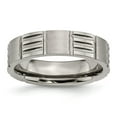 thumbnail image 1 of Grey Titanium Ring Band Wedding Notched 6mm Satin & Polished, 1 of 6