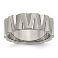 thumbnail image 1 of Grey Titanium Ring Band Wedding Notched 8mm Satin & Polished, 1 of 6