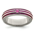 thumbnail image 1 of Grey Titanium Ring Band Wedding Pink Grooved Sapphire (Colors) Round, 1 of 7