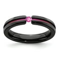 thumbnail image 1 of Grey Titanium Ring Band Wedding Pink Grooved Sapphire (Colors) Round, 1 of 7