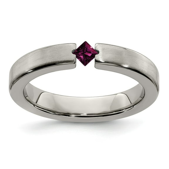 Grey Titanium Ring Band Wedding Rhodolite Garnet Edward Mirell Brushed 4mm