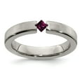 thumbnail image 1 of Grey Titanium Ring Band Wedding Rhodolite Garnet Edward Mirell Satin 4mm, 1 of 7