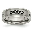 thumbnail image 1 of Grey Titanium Ring Band Wedding Ridged Black Rubber Edge 7mm Brushed, 1 of 6