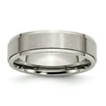 thumbnail image 1 of Grey Titanium Ring Band Wedding Ridged Flat Edge 6mm Brushed and Polished, 1 of 6