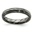 thumbnail image 1 of Grey Titanium Ring Band Wedding Ridged Standard Domed, 1 of 7