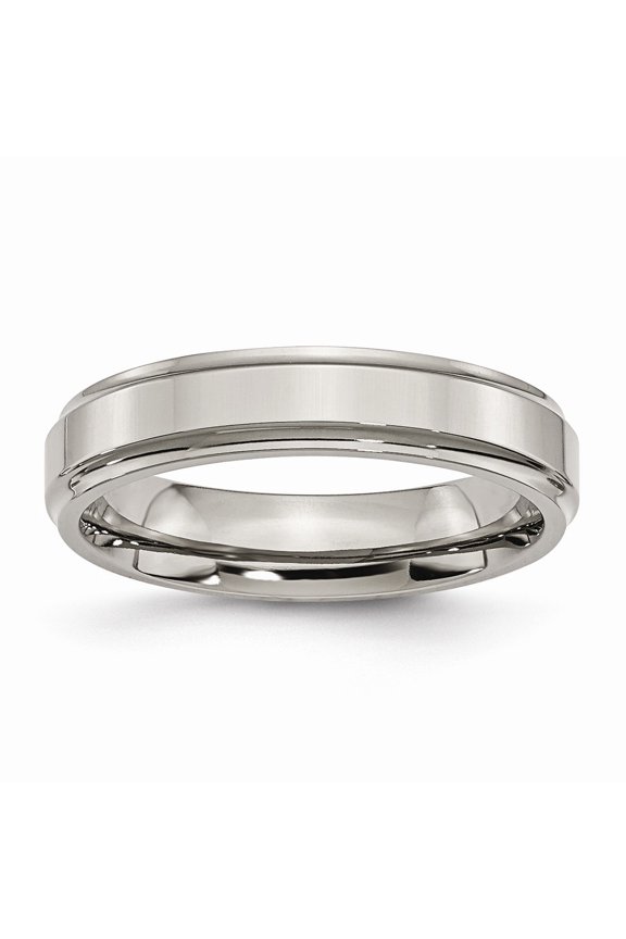 Grey Titanium Ring Band Wedding Ridged Standard Edge 5mm Polished