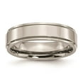 thumbnail image 1 of Grey Titanium Ring Band Wedding Ridged Standard Edge 6mm Polished, 1 of 6